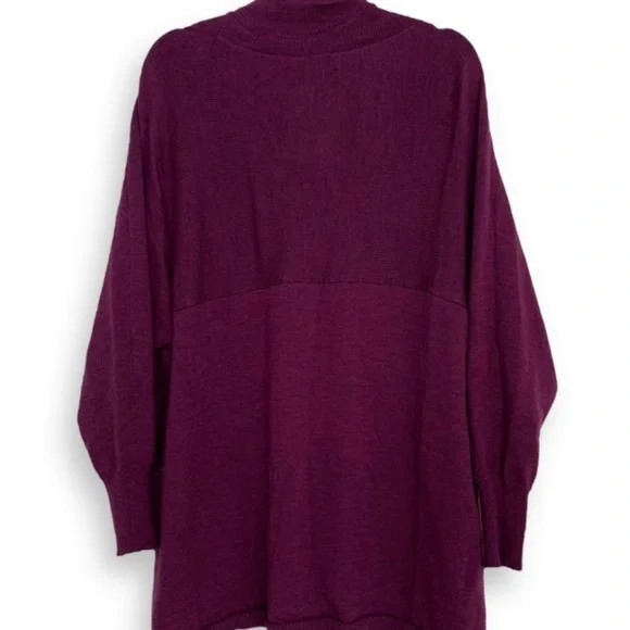 Eileen Fisher Sweater Tunic Turtleneck Merino Wool Oversized Purple Longline - Picture 5 of 10